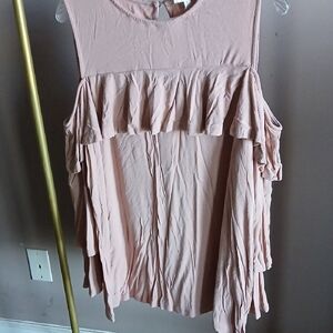 JODIFL Blush Ruffle Sleeveless Blouse